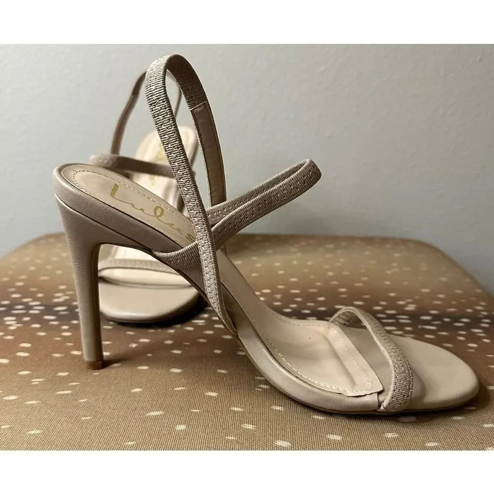 NWOT LULUS Babie Light Nude Strappy High Heel Sandals Size 7.5